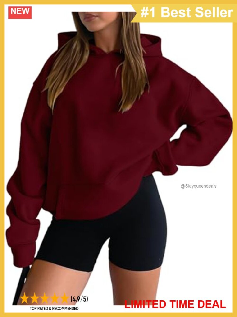 Cotton Blend Oversized Pullover Hoodie Drop Shoulder Kangaroo Pocket Sweatshirt